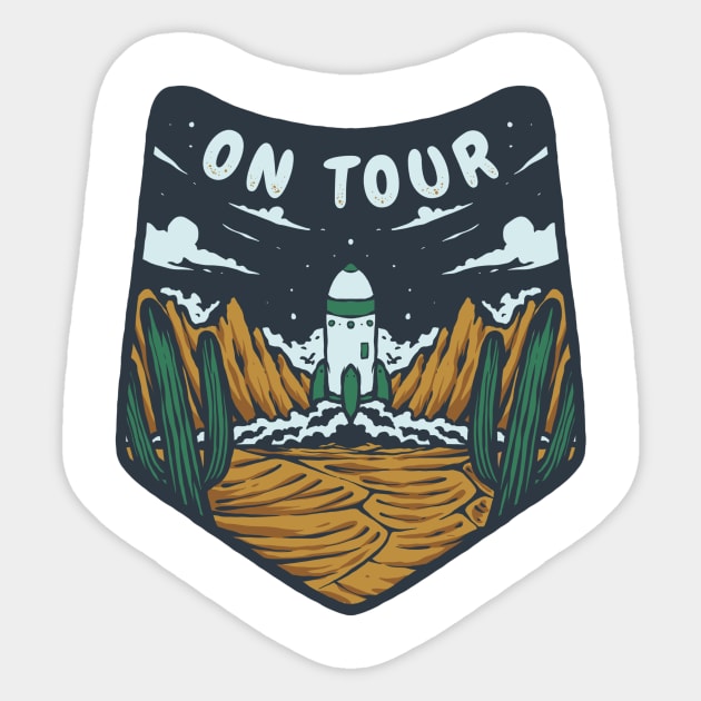 Spaceship Desert Badge Illustration Sticker by 78soeef